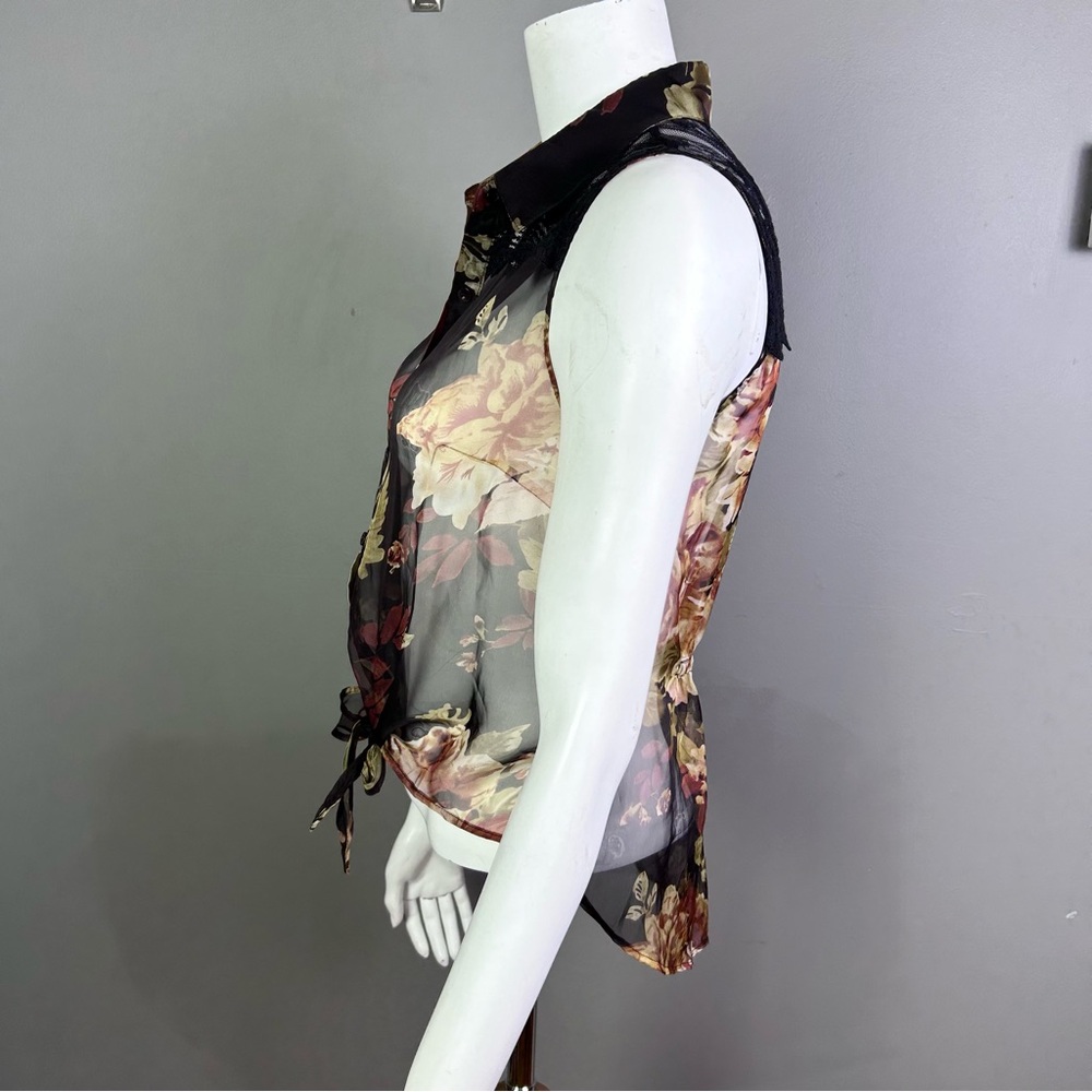 Wet Seal top Medium vintage sheer floral lace blouse romantic goth emo 90s - Picture 10 of 13